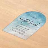 Waterverf op de strand bruiloft acryl uitnodigingen (Laagn)