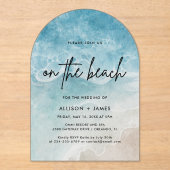 Waterverf op de strand bruiloft acryl uitnodigingen (Voorkant)