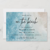 Waterverf op het strand bestemming bruiloft kaart (Voorkant)