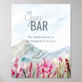 Waterverf Open Bar voor mountain Wedding Poster (Voorkant)