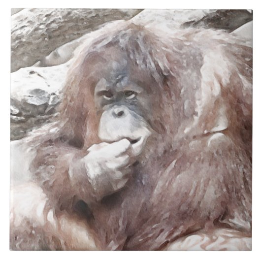 Waterverf Orang 2 Tegeltje (Voorkant)