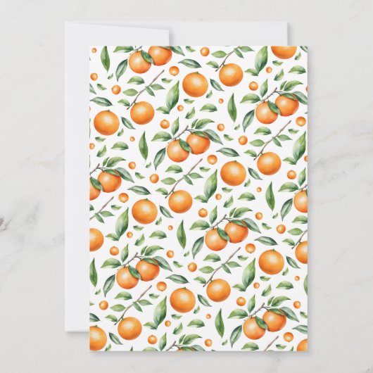 Waterverf Oranje Baby shower Uitnodiging voor twee (Achterkant)