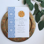 Waterverf Oranje Blauwe tegel Mediterrane Huwelijk Kaart