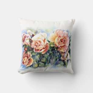 Waterverf oranje bloemen rozen illustratie kussen