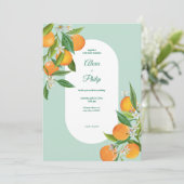 Waterverf Oranje bruiloft Kaart (Staand voorkant)