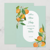 Waterverf Oranje bruiloft Kaart (Voorkant / Achterkant)