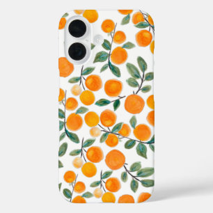  Waterverf Oranje Citrus Botanische Patroon iPhone 16 Hoesje