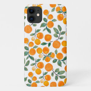  Waterverf Oranje Citrus Botanische Patroon iPhone 11 Hoesje
