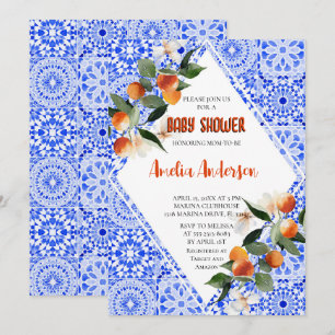 Waterverf Oranje Citrus Mediterraan Baby shower Kaart