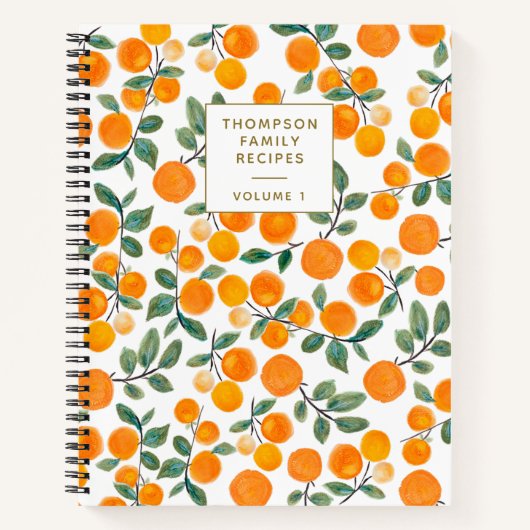 Waterverf Oranje Citrus Personalized Recipe Notitieboek (Voorkant)