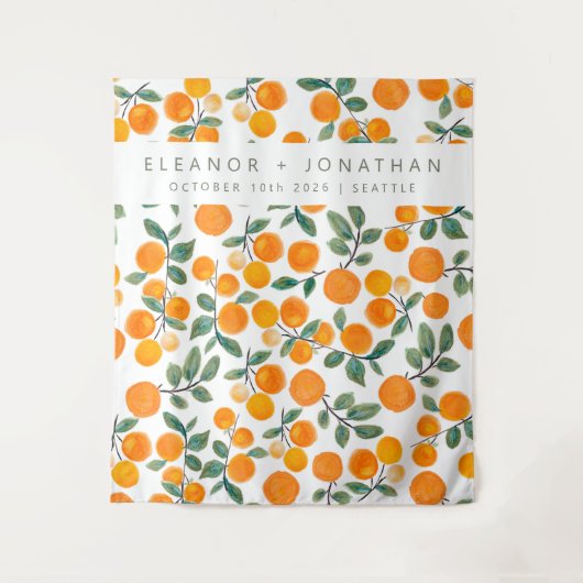 Waterverf Oranje Citrus Photo Booth Backdrop Wandkleed (Voorkant)