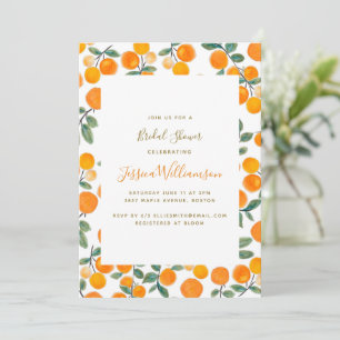 Waterverf Oranje Citrus Vruchten Bruidsdouche Kaart
