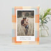 Waterverf | Oranje Cream Bleek Blue 2-foto Feestdagenkaart (Staand voorkant)