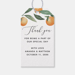 Waterverf Oranje Dank Je. Tuin Citrus Bruiloft Cadeaulabel