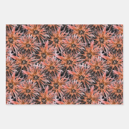 Waterverf oranje en bruine bloemen. inpakpapier vel (Voorkant)