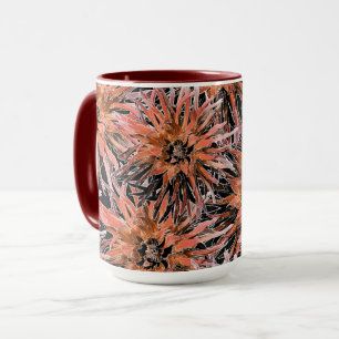 Waterverf oranje en bruine bloemen. mok