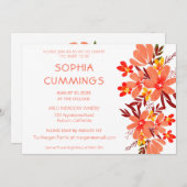 Waterverf Oranje Floral Bridal Shower Kaart (Voorkant / Achterkant)