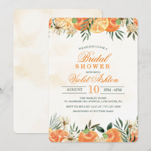 Waterverf Oranje Floral Bridal Shower Kaart