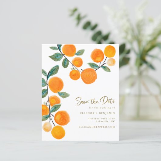 Waterverf Oranje fruit behalve datum (Staand voorkant)