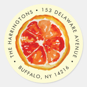 Waterverf Oranje handgetekende citrus retouradres Ronde Sticker