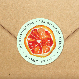 Waterverf Oranje handgetekende citrus retouradres Ronde Sticker