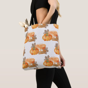 WATERVERF ORANJE HERFST POMPOENEN EN TAARTEN DRAAGTAS