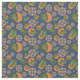 Waterverf Oranje Indigo Fruit Pattern Stof