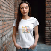 Waterverf Oranje Kat met bloemen T-shirt