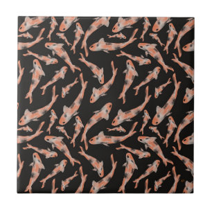 Waterverf Oranje Koi Black Fish Pattern Tegeltje