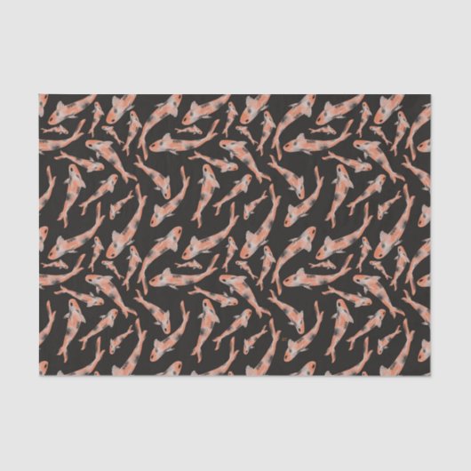 Waterverf Oranje Koi Black Fish Pattern Tissuepapier (Voorkant)
