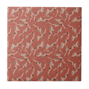 Waterverf Oranje Koi Fish Coral Pattern Tegeltje