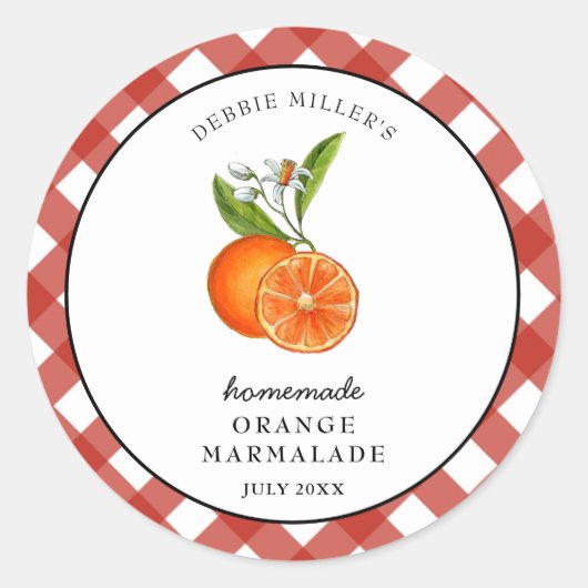 Waterverf Oranje Marmelade Jam pot  Ronde Sticker (Voorkant)