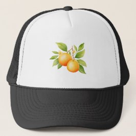 Waterverf Oranje Met Bloem Trucker Pet