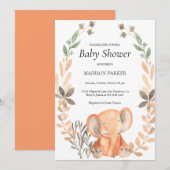 Waterverf Oranje olifant Kaart (Voorkant / Achterkant)