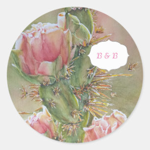 WATERVERF ORANJE PEAR CACTUS RONDE STICKER