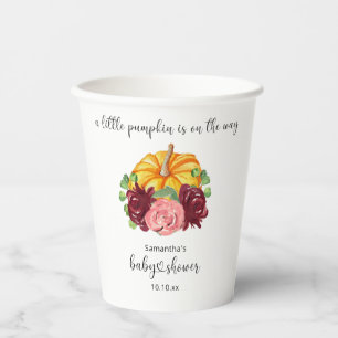 Waterverf oranje pompoen baby shower papieren bekers