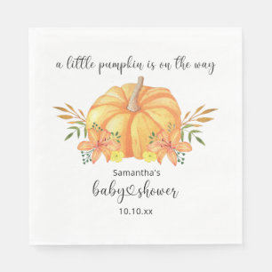 Waterverf oranje pompoen baby shower servet