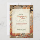 Waterverf Oranje Pompoen Boho Thanksgiving Diner Kaart (Voorkant)