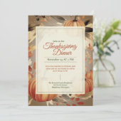 Waterverf Oranje Pompoen Boho Thanksgiving Diner Kaart (Staand voorkant)