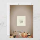 Waterverf Oranje Pompoen Boho Thanksgiving Diner Kaart (Achterkant)
