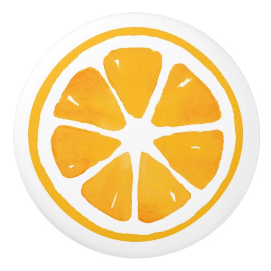 Waterverf Oranje slice Keramische Knop (Voorkant)