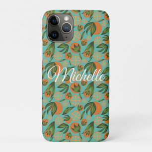 Waterverf Oranje Turquoise Botanisch Gepersonalise iPhone 11 Pro Hoesje