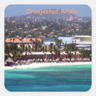 Waterverf Oranjestad Aruba Vierkante Sticker