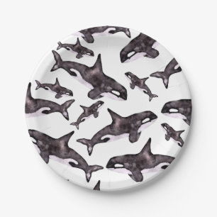 Waterverf Orca Papieren Bordje