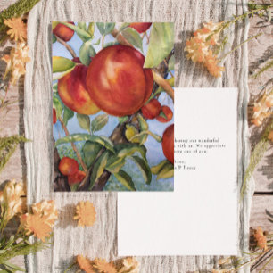 Waterverf Orchard Ripe Peach Summer Fall Wedding Bedankkaart