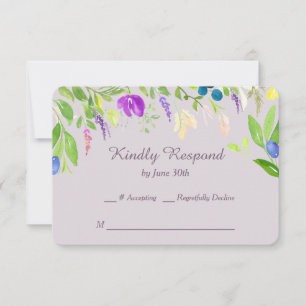 Waterverf Orchid Floral Border Wedding RSVP Kaartje