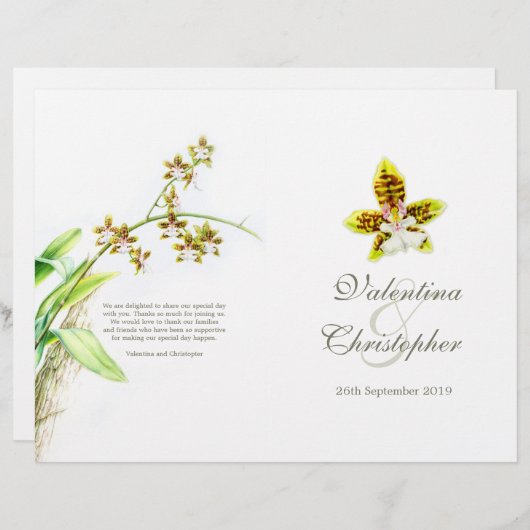 Waterverf - Orchid flower trouwprogramma (Voorkant / Achterkant)