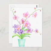 Waterverf Orchid in Pot Briefkaart (Voorkant / Achterkant)