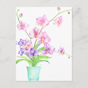 Waterverf Orchid in Pot Briefkaart