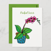 Waterverf orchidee Plant in mooie pot Briefkaart (Voorkant / Achterkant)
